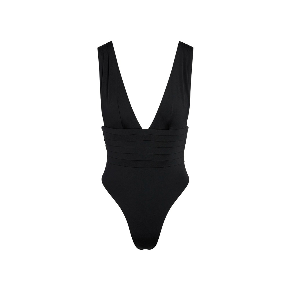 Monday Swimwear Florence One Piece Black Deep V-Neck Swimsuit NWT $191 P XS